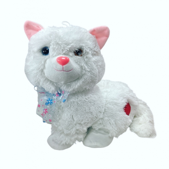 33 cm sesli oturan beyaz kedi hlly 62877